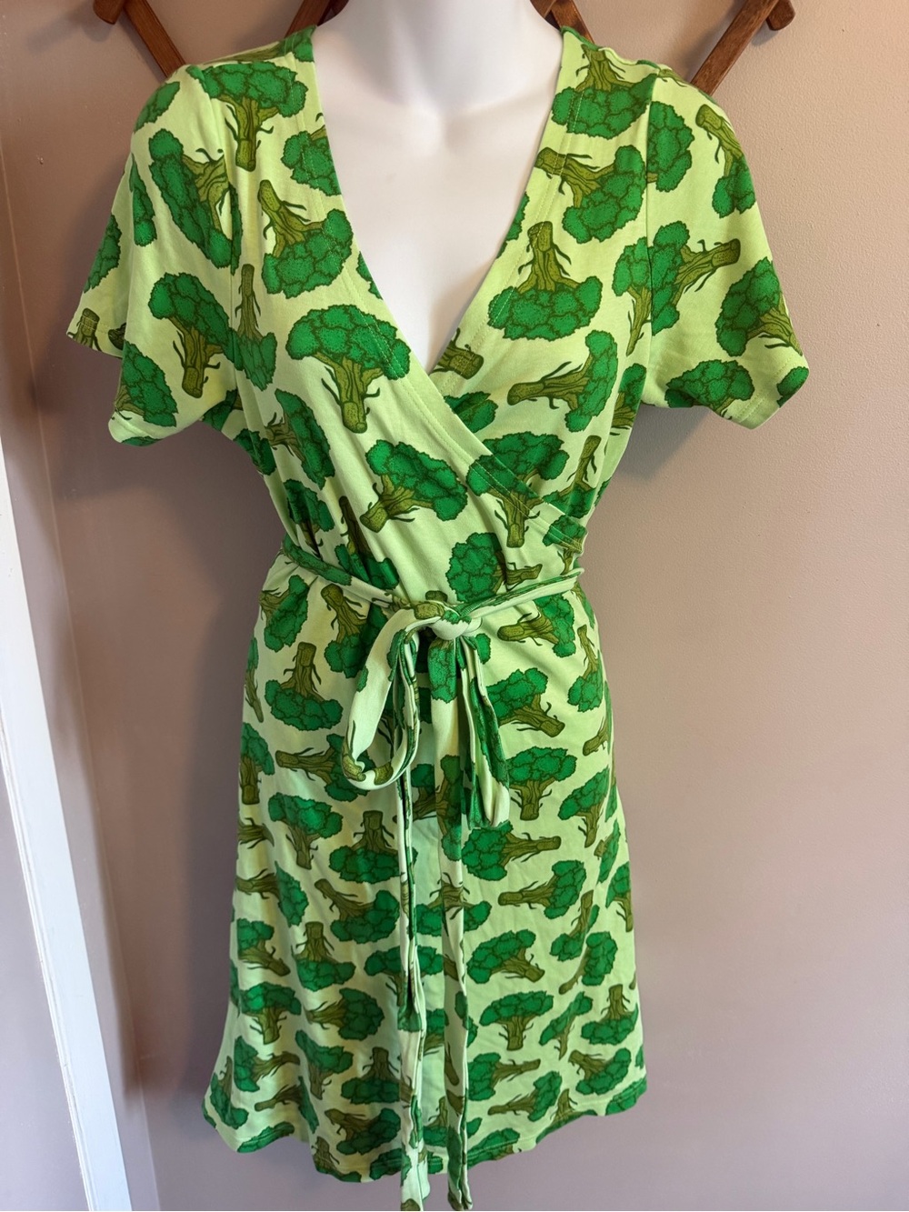 DUNS Sweden Broccoli Organic Cotton Wrap Dress Green XL